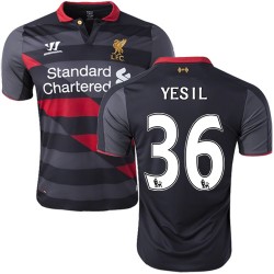Men's 36 Samed Yesil Liverpool FC Jersey - 14/15 England Football Club Warrior Authentic Black Third Soccer Short Shirt