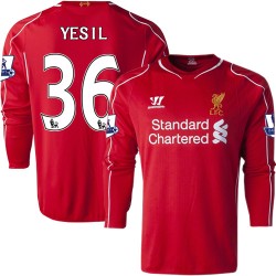 Men's 36 Samed Yesil Liverpool FC Jersey - 14/15 England Football Club Warrior Authentic Red Home Soccer Long Sleeve Shirt