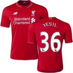 Men's 36 Samed Yesil Liverpool FC Jersey - 15/16 England Football Club New Balance Authentic Red Home Soccer Short Shirt