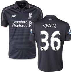 Youth 36 Samed Yesil Liverpool FC Jersey - 15/16 England Football Club New Balance Authentic Black Third Soccer Short Shirt