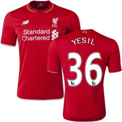 Youth 36 Samed Yesil Liverpool FC Jersey - 15/16 England Football Club New Balance Authentic Red Home Soccer Short Shirt