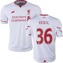 Youth 36 Samed Yesil Liverpool FC Jersey - 15/16 England Football Club New Balance Authentic White Away Soccer Short Shirt