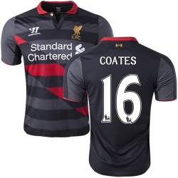 Men's 16 Sebastian Coates Liverpool FC Jersey - 14/15 England Football Club Warrior Authentic Black Third Soccer Short Shirt