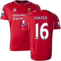 Men's 16 Sebastian Coates Liverpool FC Jersey - 14/15 England Football Club Warrior Authentic Red Home Soccer Short Shirt