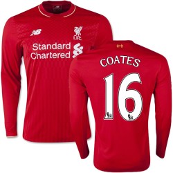 Men's 16 Sebastian Coates Liverpool FC Jersey - 15/16 England Football Club New Balance Authentic Red Home Soccer Long Sleeve Sh