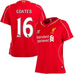 Women's 16 Sebastian Coates Liverpool FC Jersey - 14/15 England Football Club Warrior Replica Red Home Soccer Short Shirt