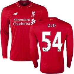 Men's 54 Sheyi Ojo Liverpool FC Jersey - 15/16 England Football Club New Balance Replica Red Home Soccer Long Sleeve Shirt