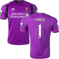 Men's 1 Brad Jones Liverpool FC Jersey - 14/15 England Football Club Warrior Authentic Purple Home Soccer Short Shirt