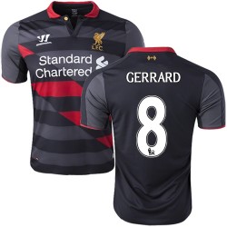 Men's 8 Steven Gerrard Liverpool FC Jersey - 14/15 England Football Club Warrior Authentic Black Third Soccer Short Shirt