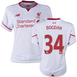 Women's 34 Adam Bogdan Liverpool FC Jersey - 15/16 England Football Club New Balance Authentic White Away Soccer Short Shirt