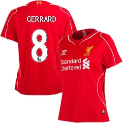 Women's 8 Steven Gerrard Liverpool FC Jersey - 14/15 England Football Club Warrior Authentic Red Home Soccer Short Shirt