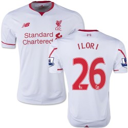 Men's 26 Tiago Ilori Liverpool FC Jersey - 15/16 England Football Club New Balance Replica White Away Soccer Short Shirt