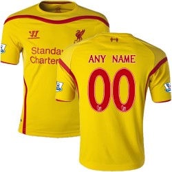 Men's Customized Liverpool FC Jersey - 14/15 England Football Club Warrior Authentic Yellow Away Soccer Short Shirt