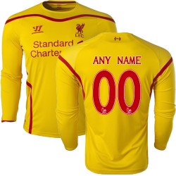 Men's Customized Liverpool FC Jersey - 14/15 England Football Club Warrior Replica Yellow Away Soccer Long Sleeve Shirt