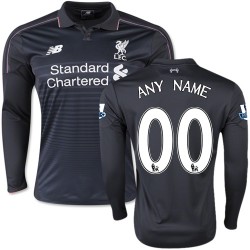 Men's Customized Liverpool FC Jersey - 15/16 England Football Club New Balance Authentic Black Third Soccer Long Sleeve Shirt