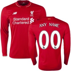 Men's Customized Liverpool FC Jersey - 15/16 England Football Club New Balance Authentic Red Home Soccer Long Sleeve Shirt