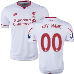 Men's Customized Liverpool FC Jersey - 15/16 England Football Club New Balance Authentic White Away Soccer Short Shirt