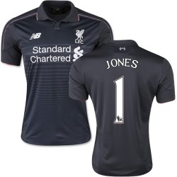 Men's 1 Brad Jones Liverpool FC Jersey - 15/16 England Football Club New Balance Authentic Black Third Soccer Short Shirt