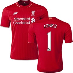 Men's 1 Brad Jones Liverpool FC Jersey - 15/16 England Football Club New Balance Authentic Red Home Soccer Short Shirt