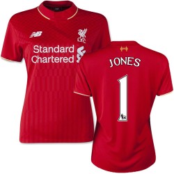 Women's 1 Brad Jones Liverpool FC Jersey - 15/16 England Football Club New Balance Authentic Red Home Soccer Short Shirt