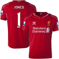 Youth 1 Brad Jones Liverpool FC Jersey - 14/15 England Football Club Warrior Authentic Red Home Soccer Short Shirt