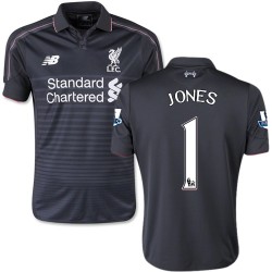 Youth 1 Brad Jones Liverpool FC Jersey - 15/16 England Football Club New Balance Authentic Black Third Soccer Short Shirt