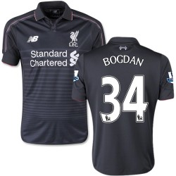 Youth 34 Adam Bogdan Liverpool FC Jersey - 15/16 England Football Club New Balance Authentic Black Third Soccer Short Shirt