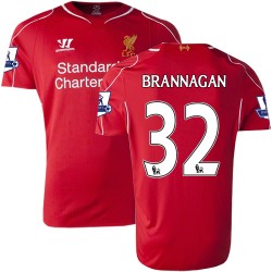 Men's 32 Cameron Brannagan Liverpool FC Jersey - 14/15 England Football Club Warrior Authentic Red Home Soccer Short Shirt