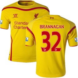 Men's 32 Cameron Brannagan Liverpool FC Jersey - 14/15 England Football Club Warrior Authentic Yellow Away Soccer Short Shirt