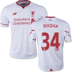 Youth 34 Adam Bogdan Liverpool FC Jersey - 15/16 England Football Club New Balance Authentic White Away Soccer Short Shirt