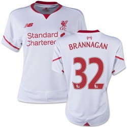 Women's 32 Cameron Brannagan Liverpool FC Jersey - 15/16 England Football Club New Balance Authentic White Away Soccer Short Shi
