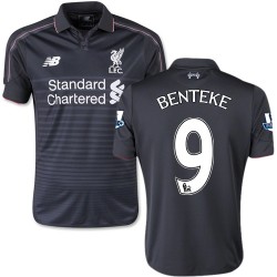 Youth 9 Christian Benteke Liverpool FC Jersey - 15/16 England Football Club New Balance Authentic Black Third Soccer Short Shirt