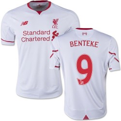 Youth 9 Christian Benteke Liverpool FC Jersey - 15/16 England Football Club New Balance Authentic White Away Soccer Short Shirt