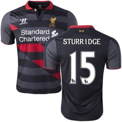Men's 15 Daniel Sturridge Liverpool FC Jersey - 14/15 England Football Club Warrior Authentic Black Third Soccer Short Shirt