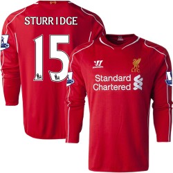 Men's 15 Daniel Sturridge Liverpool FC Jersey - 14/15 England Football Club Warrior Authentic Red Home Soccer Long Sleeve Shirt