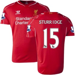 Men's 15 Daniel Sturridge Liverpool FC Jersey - 14/15 England Football Club Warrior Authentic Red Home Soccer Short Shirt