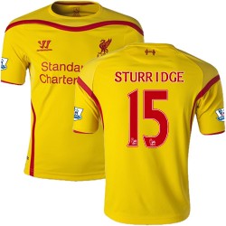 Men's 15 Daniel Sturridge Liverpool FC Jersey - 14/15 England Football Club Warrior Authentic Yellow Away Soccer Short Shirt