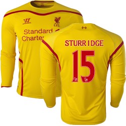 Men's 15 Daniel Sturridge Liverpool FC Jersey - 14/15 England Football Club Warrior Replica Yellow Away Soccer Long Sleeve Shirt