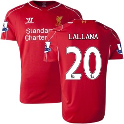 Men's 20 Adam Lallana Liverpool FC Jersey - 14/15 England Football Club Warrior Authentic Red Home Soccer Short Shirt