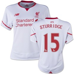 Women's 15 Daniel Sturridge Liverpool FC Jersey - 15/16 England Football Club New Balance Authentic White Away Soccer Short Shir