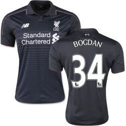 Men's 34 Adam Bogdan Liverpool FC Jersey - 15/16 England Football Club New Balance Authentic Black Third Soccer Short Shirt