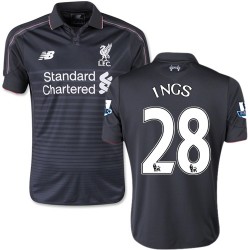 Youth 28 Danny Ings Liverpool FC Jersey - 15/16 England Football Club New Balance Authentic Black Third Soccer Short Shirt