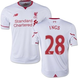 Youth 28 Danny Ings Liverpool FC Jersey - 15/16 England Football Club New Balance Authentic White Away Soccer Short Shirt