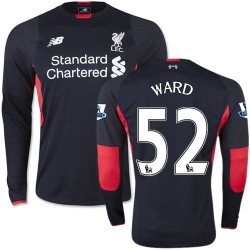 Men's 52 Danny Ward Liverpool FC Jersey - 15/16 England Football Club New Balance Authentic Black Home Goalkeeper Long Sleeve Sh