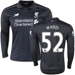 Men's 52 Danny Ward Liverpool FC Jersey - 15/16 England Football Club New Balance Authentic Black Third Soccer Long Sleeve Shirt