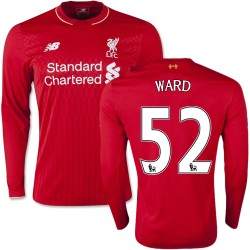 Men's 52 Danny Ward Liverpool FC Jersey - 15/16 England Football Club New Balance Authentic Red Home Soccer Long Sleeve Shirt