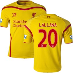 Men's 20 Adam Lallana Liverpool FC Jersey - 14/15 England Football Club Warrior Replica Yellow Away Soccer Short Shirt
