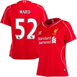 Women's 52 Danny Ward Liverpool FC Jersey - 14/15 England Football Club Warrior Authentic Red Home Soccer Short Shirt