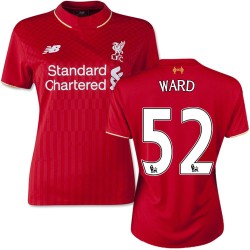 Women's 52 Danny Ward Liverpool FC Jersey - 15/16 England Football Club New Balance Authentic Red Home Soccer Short Shirt