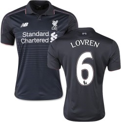 Men's 6 Dejan Lovren Liverpool FC Jersey - 15/16 England Football Club New Balance Authentic Black Third Soccer Short Shirt